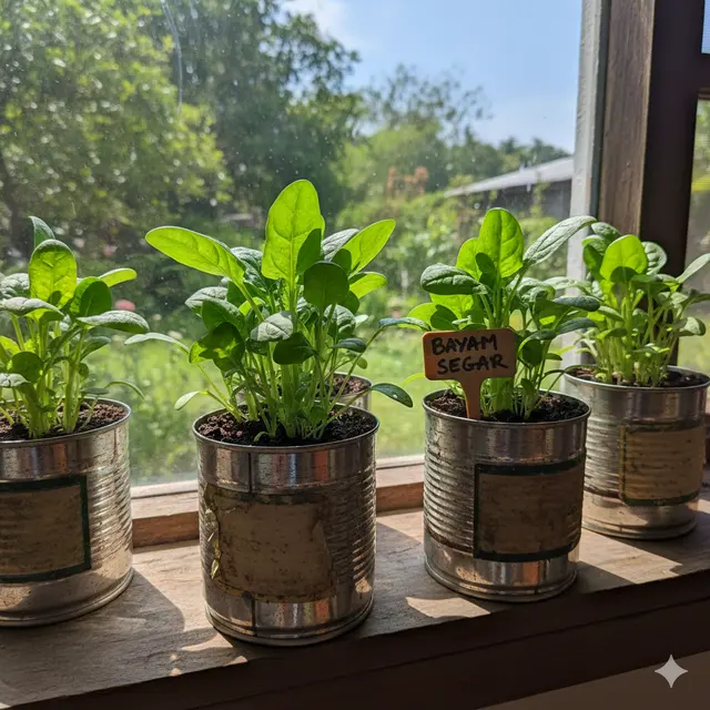 Jenis Sayuran yang Bisa Ditanam di Kaleng Bekas (Foto: Gemini AI)