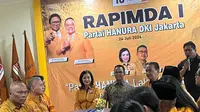 Mantan Gubernur DKI Jakarta Anies Baswedan menyambangi DPD Partai Hanura Jakarta, Minggu (25/8/2024). (Liputan6.com/ Winda Nelfira)