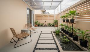 Model Teras Samping Rumah Minimalis Tanpa Pohon Besar/AI