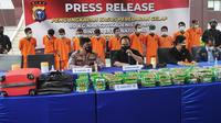 Konferensi pers pengungkapan narkoba jaringan internasional oleh Polda Riau, beberapa waktu lalu. (Liputan6.com/M Syukur)