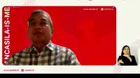 Pakar Aliansi Kebangsaan, Yudi Latif dalam dialog nasional tentang Pancasila, Jumat (Liputan6.com/Komarudin)