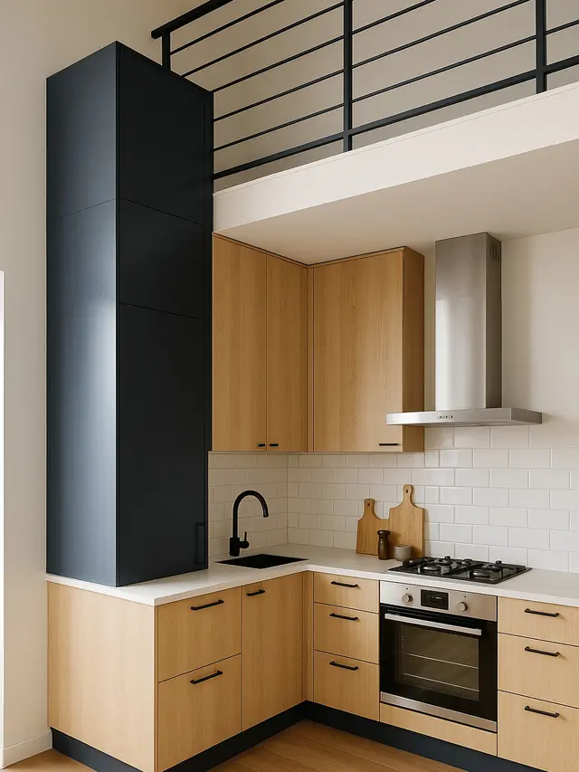 Dapur Mezzanine dengan Penyimpanan Vertikal