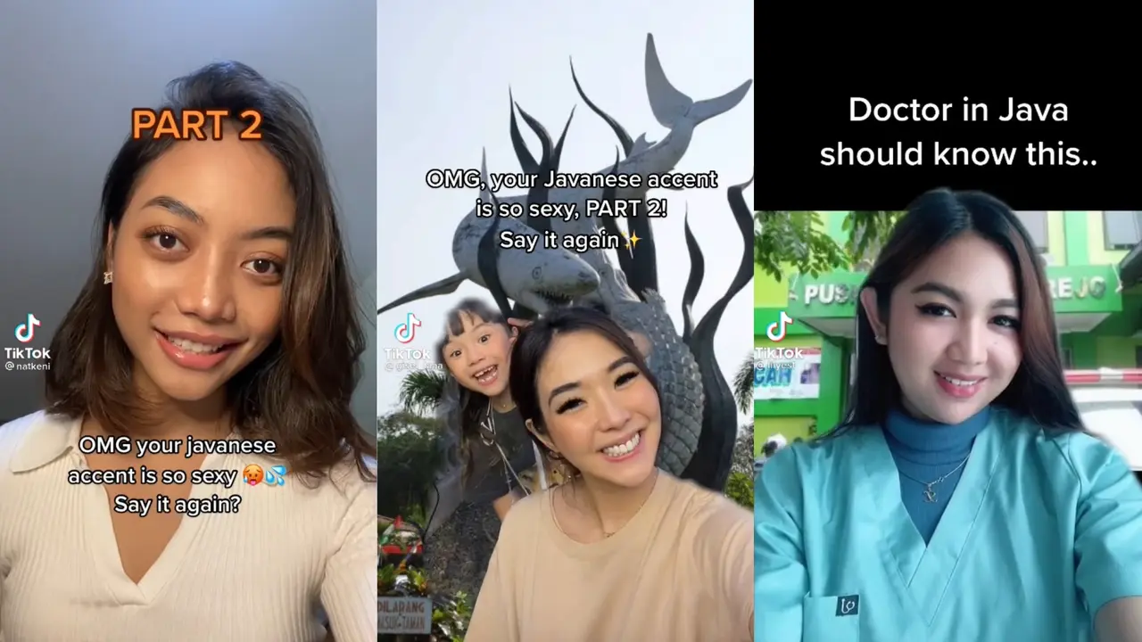 Viral Sebutan dengan Bahasa dan Logat Jawa. (Sumber: TikTok @natkeni, @gisel_laaa, @lilyest)