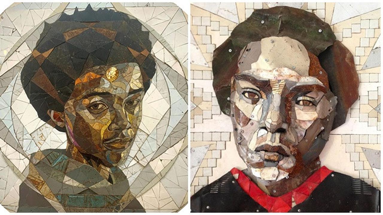 6 Potret Mozaik Wajah dari Kepingan Besi Ini Detailnya Sempurna, Bikin Kagum