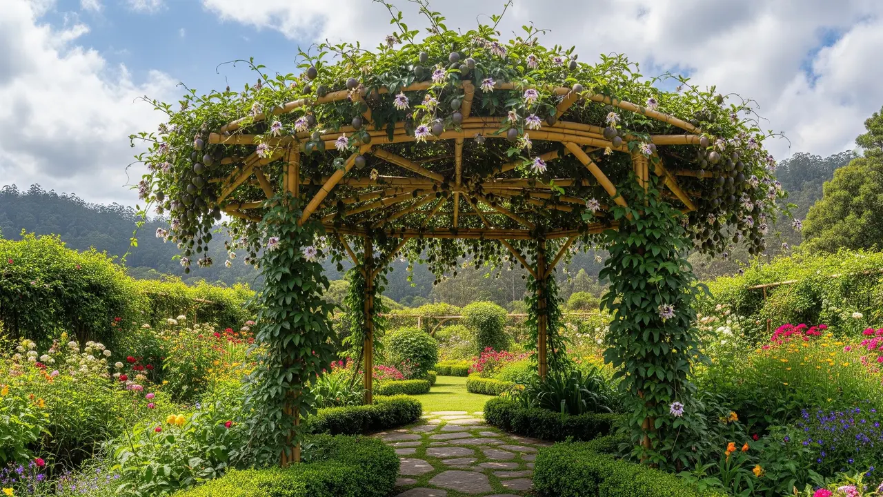 Pergola Bambu untuk Tanaman Markisa