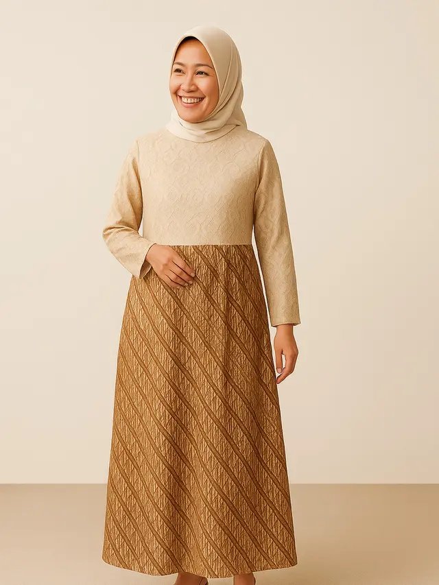 Rekomendasi Gamis Brokat di Dada untuk Ibu-Ibu Usia 40 Tahun/via AI
