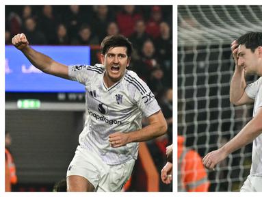 Harry Maguire tampil sebagai 'Hero to Zero' dalam laga lanjutan Liga Inggris 2025/2026 antara Bournemouth melawan Manchester United pada Jumat (20/03/2026) waktu setempat. (Foto Kolase: (AFP/Glyn Kirk))