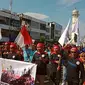 Aksi tolak omnibus oleh buruh di Aceh sebelum virus Corona Covid-19 merebak (Ist)