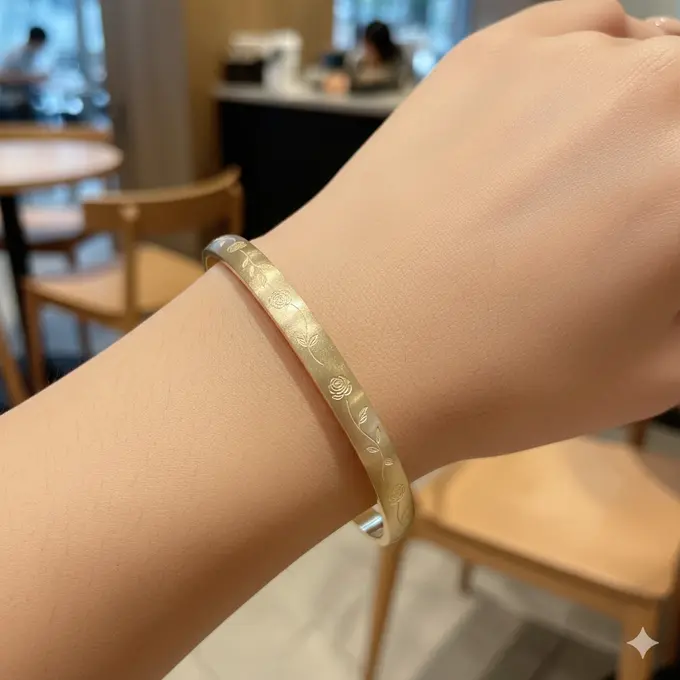 Gelang Floral Engraved 2 Gram Satin Finish