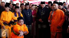 Gubernur DKI Jakarta Basuki Tjahaja Purnama bersama Wagub DKI Djarot hadiri acara Lebaran Betawi VII di Lapangan Banteng, Jakarta, Minggu (23/8/2015). (Liputan6.com/Yoppy Renato)