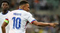 Kylian Mbappe berhasil menorehkan 51 gol bersama Timnas Prancis, setelah membobol gawang Ukraina pada putaran pertama laga perdana Grup D Kualifikasi Piala Dunia 2026 di&nbsp;Stadion Miejski, Bialystok, Jumat (5/9/2025) dini hari WIB. (AFP/Sergei GAPON)