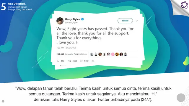 [Bintang] One Direction, dari Memilih Vakum hingga Ulang Tahun ke-8