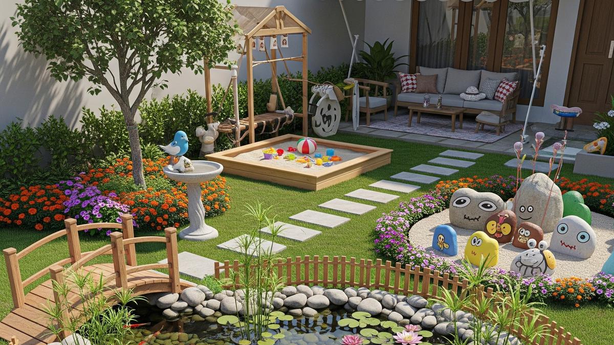 7 Inspirasi Taman Depan Rumah dengan Kolam Ikan Ramah Anak yang Sejuk dan Edukatif untuk Si Kecil