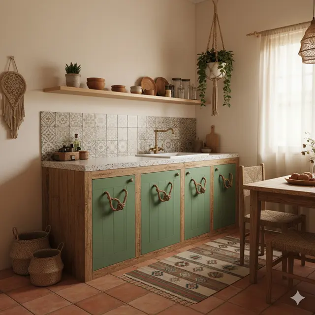 Desain Dapur Rumah Sederhana Gaya Bohemian