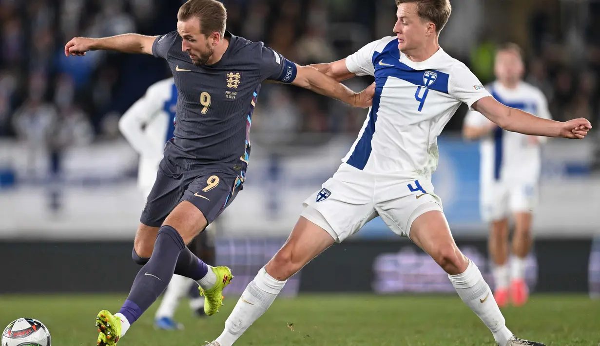 Keunggulan Inggris 1-0 atas Finlandia bertahan hingga waktu turun minum. (Jonathan NACKSTRAND/AFP)