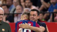 Memasuki babak kedua, Fermin Lopez berhasil membawa Barcelona unggul usai berhasil menjebol gawang Sevilla di menit ke-59. (JORGE GUERRERO/AFP)