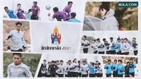 Kolase - Timnas Indonesia U-19, Shin Tae-yong, Logo Piala Dunia U-20 2021 (Bola.com/Adreanus Titus)