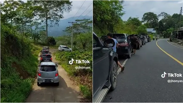 Momen Keluarga Mudik Pakai Mobil Beriringan Ini Bikin Haru, Kampung Sepi Jadi Ramai