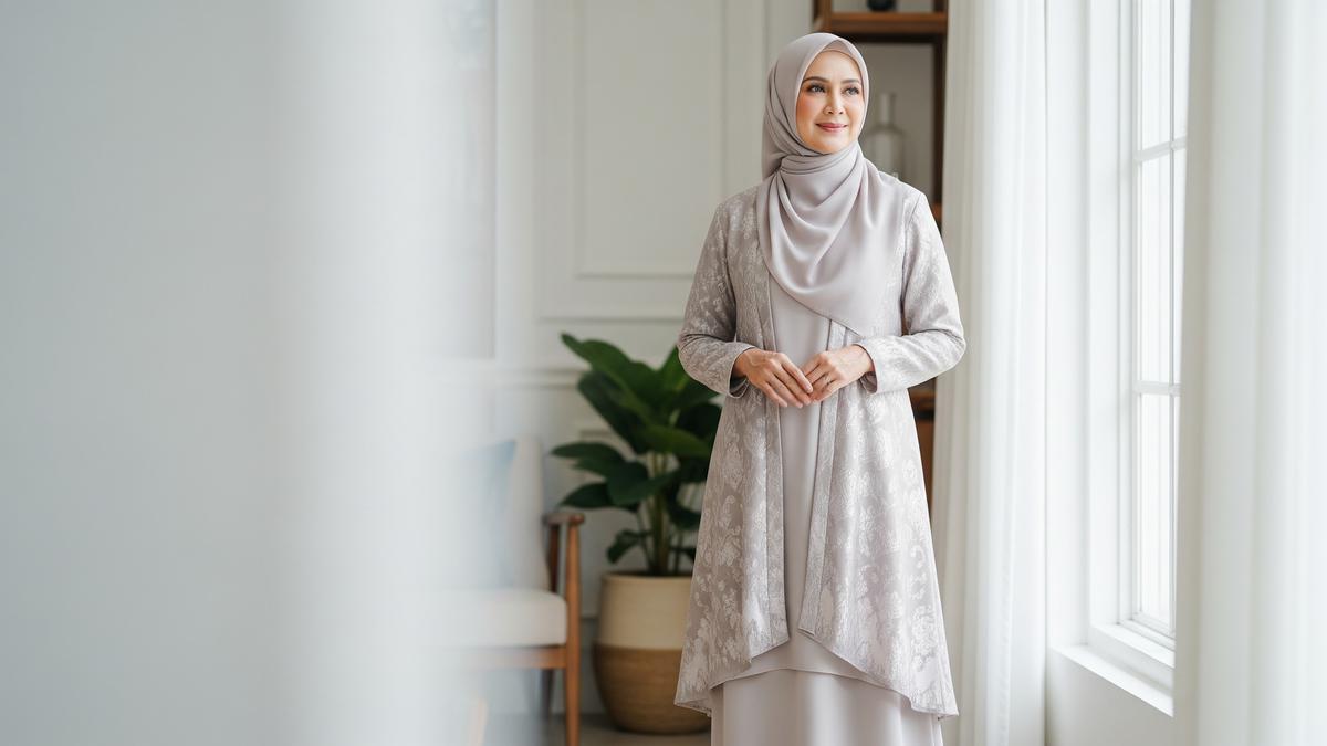 8 Model Gamis Blazer Brokat yang Minimalis tapi Tetap Mewah untuk Wanita 50 Tahun, Elegan dan Berkelas