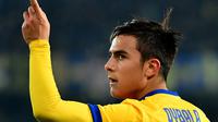 Penyerang Juventus, Paulo Dybala terancam tak bisa bermain saat melakoni leg pertama 16 besar Liga Champions kontra Tottenham Hotspur. (ALBERTO PIZZOLI / AFP)