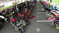 Ilustrasi modifikasi sepeda motor pada acara Bursa Motor 2017 yang digelar di di 17 Park, SCBD Lot 17, Jakarta, pada 23-24 September 2017.