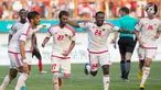 Pemain Uni Emirat Arab (UEA) melakukan selebrasi usai membobol gawang Indonesia pada Asian Games 2018 di Stadion Wibawa Mukti, Jawa Barat, Jumat (24/8). Indonesia kalah dari UEA lewat drama adu penalti. (Bola.com/Vitalis Yogi Trisna)