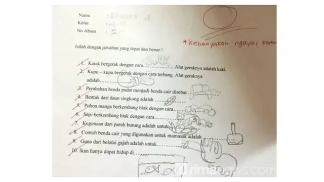 6 Jawaban Murid Tulisan Tangannya Sulit Dipahami Ini Bikin Guru Mikir Keras