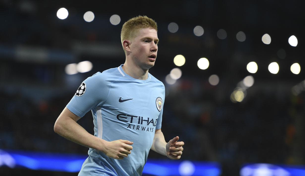 Gelandang Manchester City, Kevin De Bruyne menempati urutan kelima dari deretan top scorer klub, De Bruyne telah mencetak total lima gol untuk timnya disemua kompetisi. (AFP/Oli Scarff)
