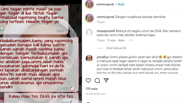 Unggahan mantan mertua Tegar