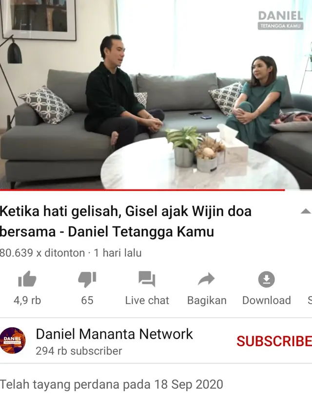 Unggahan Daniel Mananta. (Foto: YouTube Daniel Mananta Network)