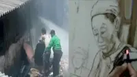 Laboratorium perkuliahan Fakultas Tekhnik UNJ Rawamangun terbakar hingga Wawan Geni melukis dengan menggunakan bara api.