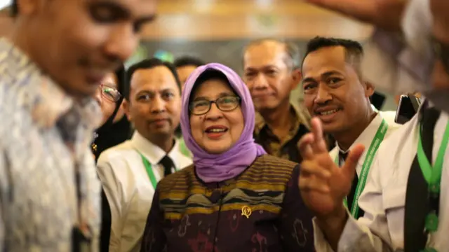Menteri Kesehatan (Menkes) Nila F Moeloek di Asrama Haji Pondok Gede. Dok MCH/Bahauddin Raja Baso