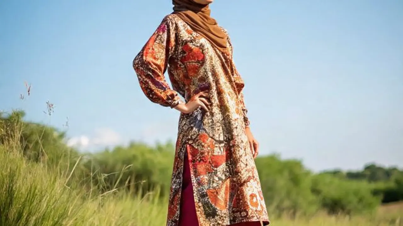 Ilustrasi Tunik Batik Belah Samping (Sumber Gambar: Meta AI)