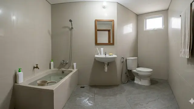 Keramik Kamar Mandi yang Mudah Dibersihkan (Foto: Gemini AI)