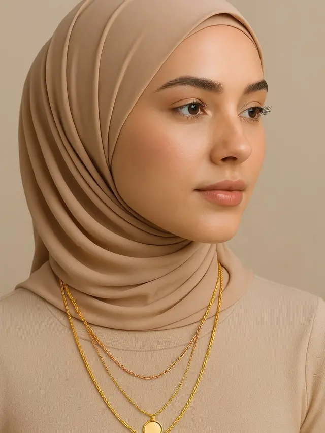 Model Kalung Emas untuk Wanita Berhijab/AI