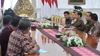 Perwakilan serikat pekerja PTPN bersama Menteri BUMN dan Dirut Holding Perkebunan Nusantara diterima Presiden Joko Widodo di Istana Merdeka di Jakarta.