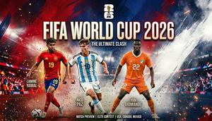 Lamine Yamal (Spanyol), Nico Paz (Argentina), Yan Diomande (Pantai Gading) di Piala Dunia 2026. (Bola.com/Generated Gemini AI)
