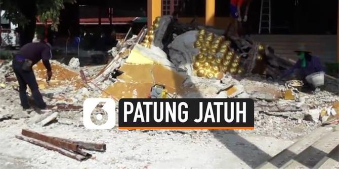 VIDEO: Rekaman Kepala Patung Budha Raksasa Jatuh Saat Dipindahkan