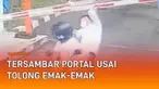 Momen apes terekam CCTV terjadi di portal akses masuk. Emak-emak bermotor yang hendak keluar komplek ditolong dua pria bermotor. Usai emak-emak melintas lebih dulu, nasib apes menimpa pria yang membuka portal.