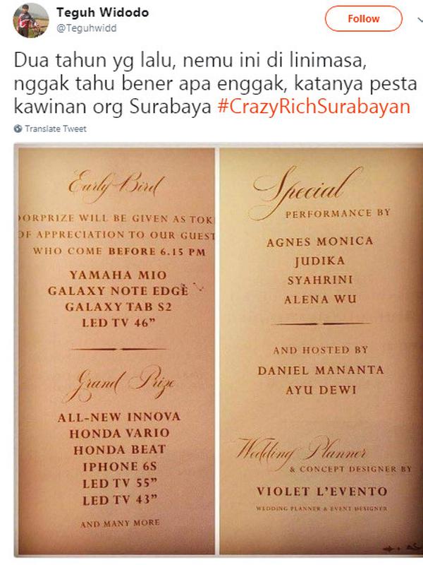 Film Crazy Rich Asian berhasil menyedot banyak perhatian warganet dengan menghadirkan tagar #CrazyRichSurabayan