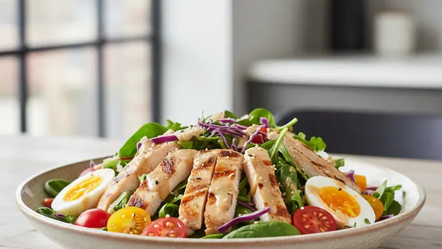 Salad Ayam Panggang dengan Dressing Wijen: Tinggi Serat Rendah Karbohidrat