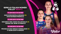 Link Live Streaming Serie A1 Italian Women Volley Week 5 di Vidio 7-16 Januari 2023