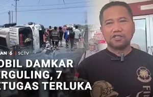 Mobil Damkar Terguling, 7 Petugas Terluka