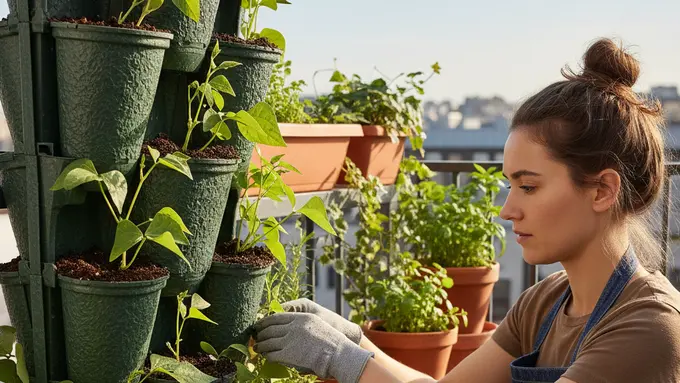 Menanam Buncis Mini di Vertical Planter