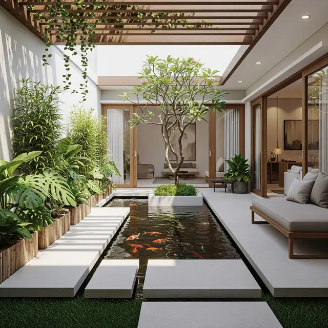 9 Ide Taman Rumah dengan Kolam Ikan untuk Healing, Ciptakan Oasis Relaksasi