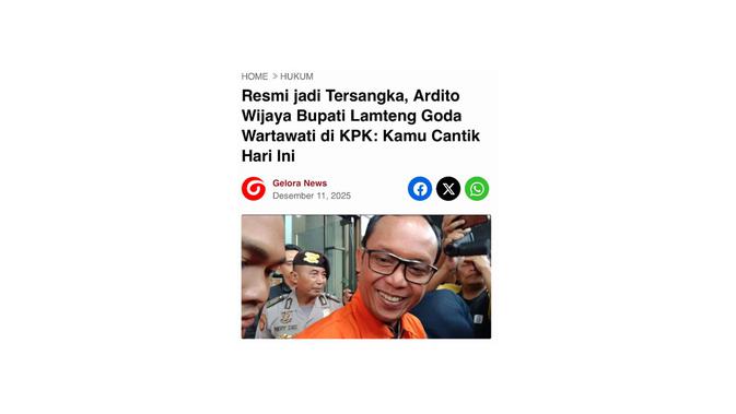 Cek fakta artikel Bupati Lamteng minta KPK menjadikan Jokowi sebagai tersangka