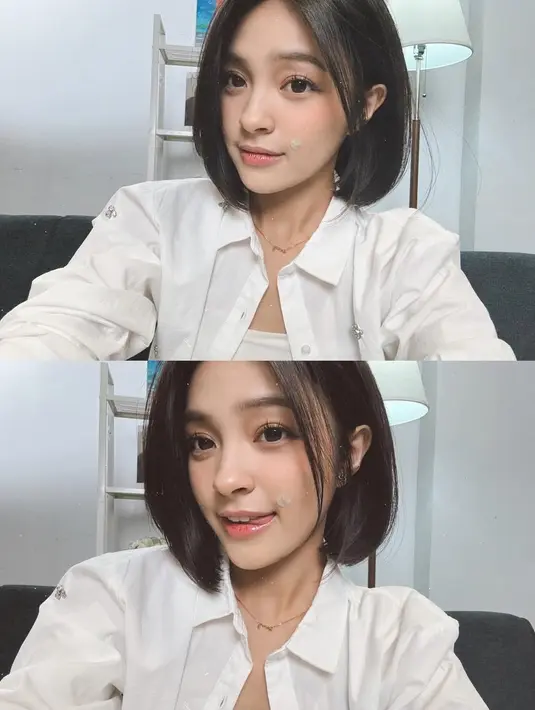 <p>Rambutnya pun tampak bervolume, Eca pun memilih tampil tanpa poni. Dengan garis rambut di tengah. [@elsaajapasal]</p>