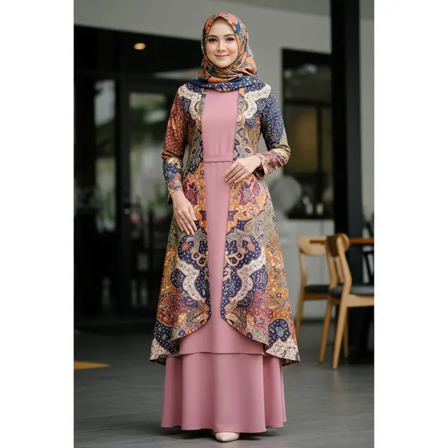 Gamis Brokat + Outer Batik Slimfit
