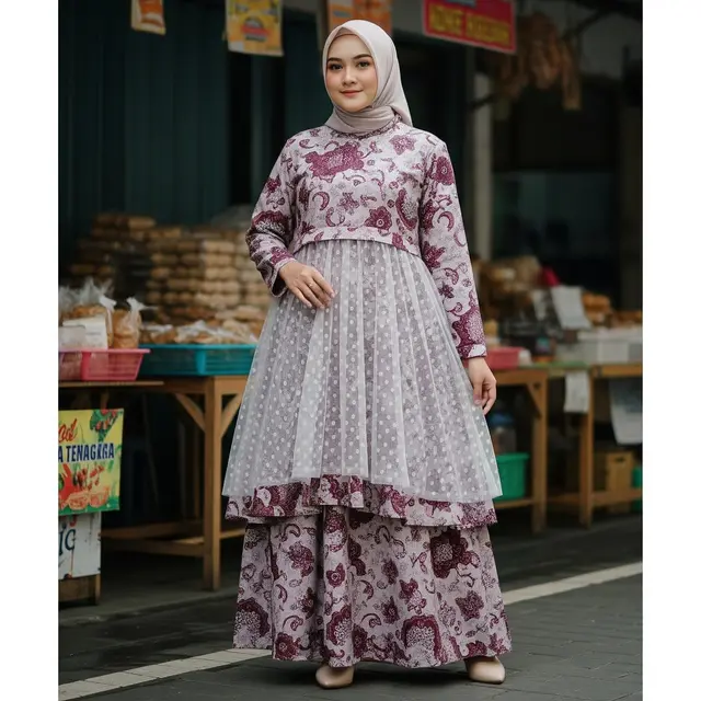 Model Brokat Gamis untuk Orang Gemuk. Foto: Gemini