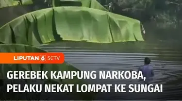 Satuan Narkoba Polres Pelabuhan Belawan menggerebek kampung narkoba di Desa Pematang Johar, Deli Serdang, Sumatera Utara. Saat dilakukan penggeledahan, salah seorang terduga pengguna narkoba melarikan diri hingga melompat ke sungai.